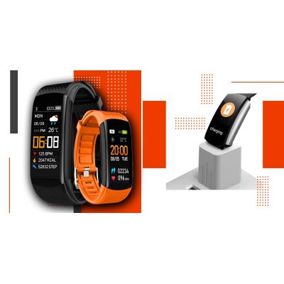 4. Smartwatch GIEWONT Schwarz Orange 2 Armbänder GW200-9