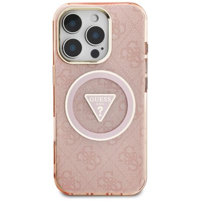 3. Guess IML Metal Glitter 4G Circle Triangle MagSafe Case für iPhone 16 Pro Max - Rosa