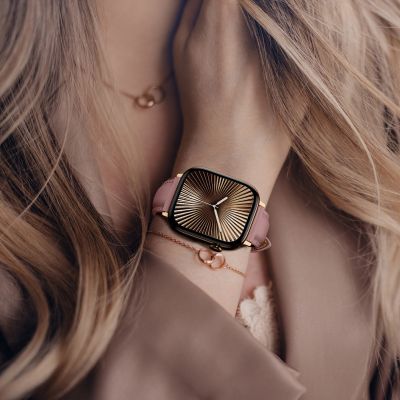 9. AmazingThing Class Band Lederarmband für Apple Watch 45 / 46 / 49 mm - Rosa