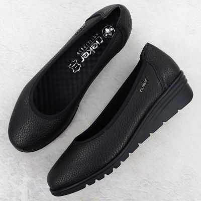 4. Rieker L5360-00 Damen-Slipper aus schwarzem Leder