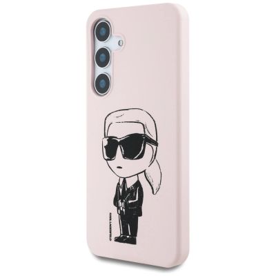 2. Karl Lagerfeld Silikon Graffiti Ikonik gedrucktes Logo MagSafe Samsung Galaxy S25 Hülle rosa