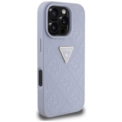 4. Guess Hot Stamp 4G Pattern Triangle Metal Logo Case für iPhone 16 Pro Max - Lila