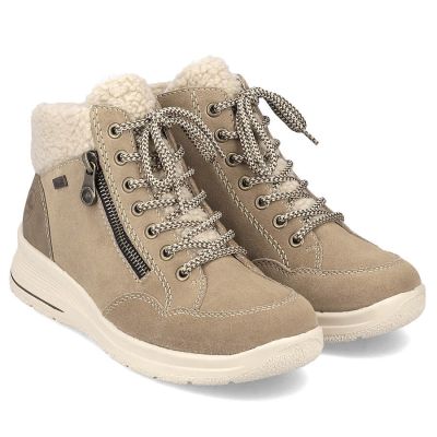 28. Beige Damen-Lederboots, wasserdicht – Rieker L7701-24