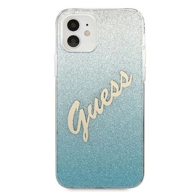 3. Guess GUHCP12SPCUGLSBL iPhone 12 mini 5,4" blau/blaue Hardcase Glitter Gradient Script
