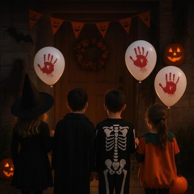 6. Halloween-Dekorationsballons mit blutigen Handabdrücken, 10 Stück