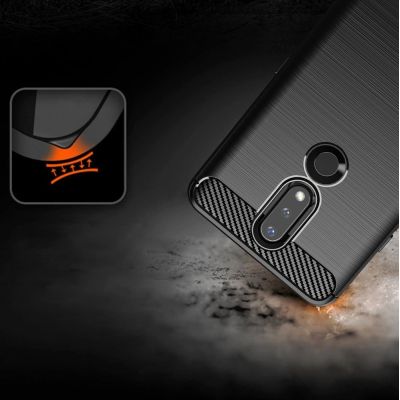 5. Carbon Case Flexibel Handyhülle TPU Schutzhülle für Nokia 2.4 schwarz
