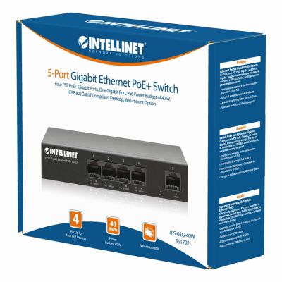 9. Intellinet 561792 Gigabit-Ethernet-Netzwerk-Switch (10/100/1000) mit PoE-Unterstützung, Schwarz