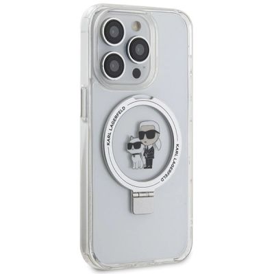 4. Karl Lagerfeld Ring Stand Karl&Choupette MagSafe Hülle für iPhone 13 Pro Max – weiß