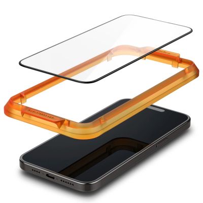 4. Spigen ALM Glass FC gehärtetes Glas für iPhone 15 – schwarz 2 Stk.