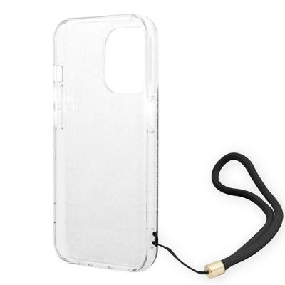 6. Guess GUOHCP14LH4STK iPhone 14 Pro 6.1 "schwarz / schwarzes Hardcase 4G Print Strap