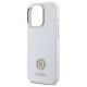 6. Guess Silikon Logo Strass 4G Hülle für iPhone 16 Pro – weiß