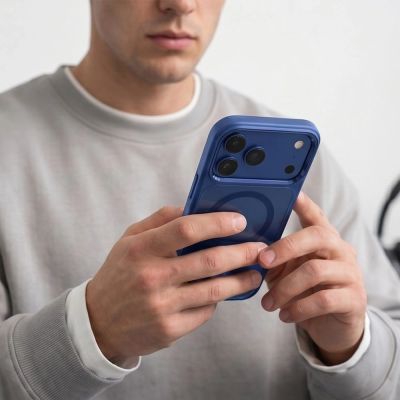 7. Tech-Protect Magmat Magsafe CC Hülle für iPhone 17 Pro / 18 Pro – Marineblau und Transparent