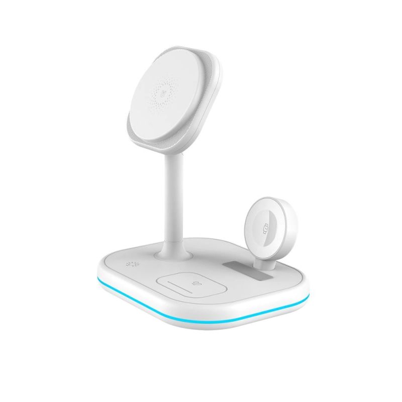3. Tech-Protect QI15W-A27 3in1 induktives Ladegerät mit Ständer mit MagSafe für Smartphone / Apple Watch / AirPods – Weiß
