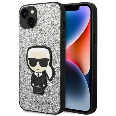 Karl Lagerfeld KLHCP14MGFKPG iPhone 14 Plus 6.7" Hardcase silber / silber Glitter Flakes Ikonik