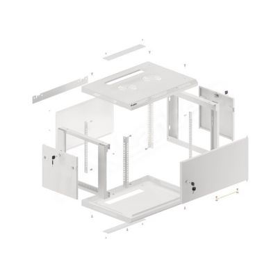 8. LANBERG Wandregal 19" 6HE 600x450 Metalltür Grau (Bausatz) WF01-6406-00S