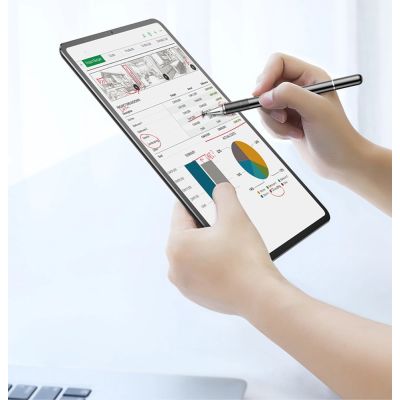 10. Baseus Golden Cudgel ACPCL-0S doppelseitiger Eingabestift für Tablets, Telefone mit Gelstift – Silber
