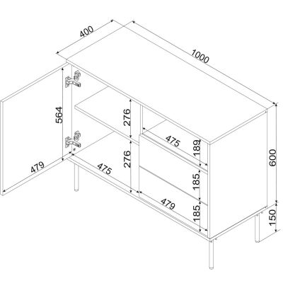 4. Kommode 1D2S TRESSE 100x40x75 mattgrün
