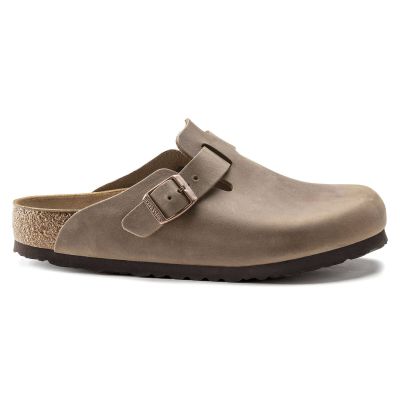 5. Birkenstock Boston Tabacco Brown Oiled Leather Regular Wide Pantoletten für Damen/Herren (0960811)