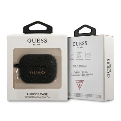 3. Guess Silikon-Glitzerhülle für AirPods Pro - Schwarz