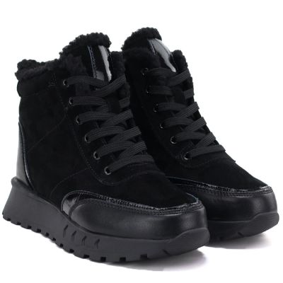 3. Damen-Lederstiefeletten mit Plateausohle, schwarz Jezzi 26BT17-488