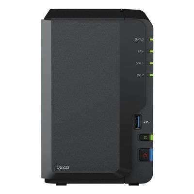 6. Synology DS223 NAS; Tower; 2x (3,5" SATA HDD)/2,5" HDD/SSD; Realtek RTD1619B; 2 GB DDR4, 1x 1GbE RJ-45