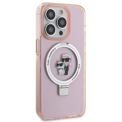4. Karl Lagerfeld KLHMP15LHMRSKCP iPhone 15 Pro 6,1" rosa/rosa Hardcase Ringständer Karl&Choupette MagSafe