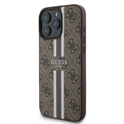 2. Guess 4G Printed Stripes MagSafe-Hülle für iPhone 16 Pro – braun
