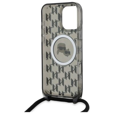 6. Karl Lagerfeld IML Crossbody Monogram Karl & Choupette Head MagSafe Hülle für iPhone 16 Pro Max - Schwarz