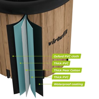 32. VIRTUFIT EISBAD XXL - 375 LITER - HOLZIMITAT - MIT ZUBEHÖR