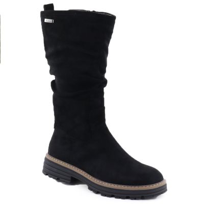 Damenstiefel, gefüttert, gerafft, schwarz M.Daszyński SA259-3