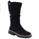 Damenstiefel, gefüttert, gerafft, schwarz M.Daszyński SA259-3