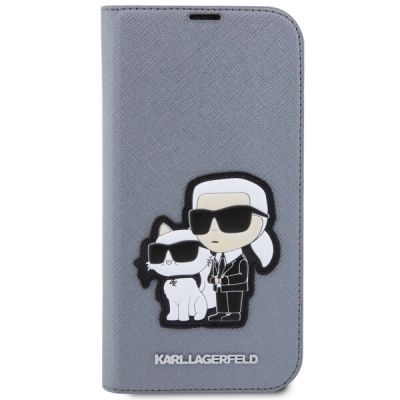 3. Karl Lagerfeld KLBKP14LSANKCPG iPhone 14 Pro 6,1" Bücherregal Silber/Silber Saffiano Karl & Choupette