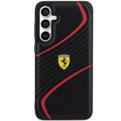 3. Ferrari Twist Metal Logo Hülle für Samsung Galaxy S23 FE – Schwarz