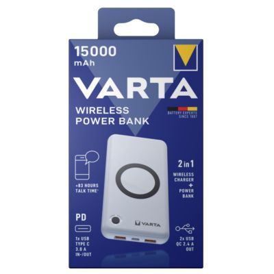 2. Varta 57908 101 111 Powerbank Lithium-Polymer (LiPo) 15000 mAh Kabelloses Laden Weiß