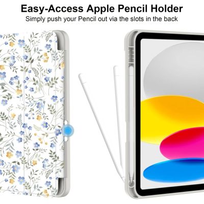 4. Tech-Protect SC Pen Case für iPad 10,9" 2022 (10. Gen.) / 11" 2025 (11. Gen.) – Gänseblümchen mit Blättern