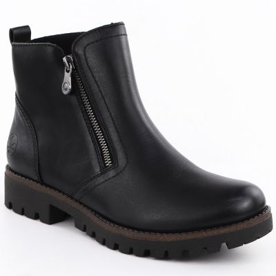 Schwarze Damen-Leder-Boots im Worker-Stil Rieker 78556-00