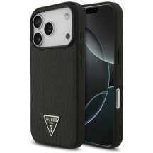 Guess Croco Triangle Logo MagSafe Hülle für iPhone 18 Pro / 17 Pro – schwarz