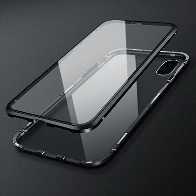 21. Wozinsky Full Magnetic Case 360 Magnetic Case Vorder- und Rückseite mit integriertem Glas Vivo X60 Schwarz-Transparent
