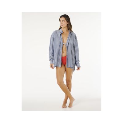 4. RIP CURL Damen-Strandhemd mit Nadelstreifen, blau