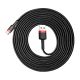 8. Baseus Cafule Cable strapazierfähiges Nylonkabel USB / USB-C QC3.0 2A 3M schwarz-rot (CATKLF-U91)