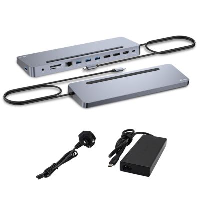 i-tec C31FLAT2PDPRO100W kabelgebundene USB-3.2-Gen-1-(3.1-Gen-1)-Type-C-Dockingstation, Silber