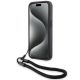 4. BMW Signature Leder-Wordmark-Cord-Hülle für iPhone 15 Pro Max – Schwarz