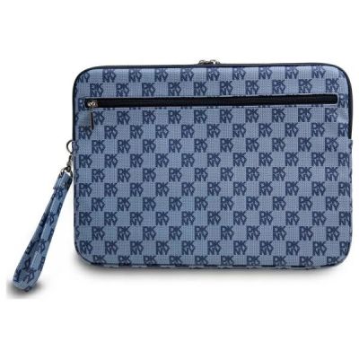 3. DKNY Sleeve Laptoptasche mit Karomuster und bedruckten Streifen, 14 Zoll, Blau