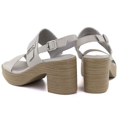 12. Damen-Sandalen mit Absatz, aschgrau, M.Daszyński MR23126-9