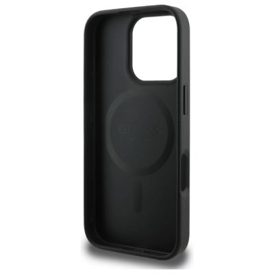 7. Guess 4G Ring Classic Logo MagSafe-Hülle für iPhone 16 Pro Max – Schwarz