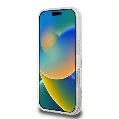 5. Guess IML 4G Background MagSafe-Hülle für iPhone 16 Pro – weiß
