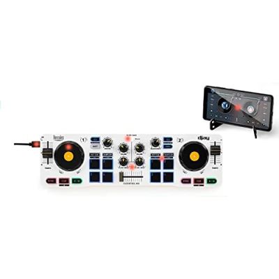 3. Hercules DJControl Control MIX Bluetooth für Android-Smartphones und -Tablets mit 2 Kanälen. Schwarz, Weiß, Gelb