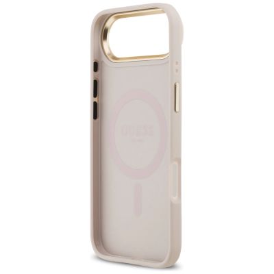 7. Guess MagSafe iPhone Air Hülle mit Strass-Logo und genarbter Oberfläche – Rosa