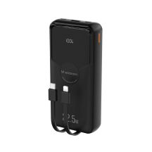Wozinsky WFC-15B 20000mAh 22,5W PD20W Powerbank mit integrierten Lightning und USB-C-Kabeln – Schwarz