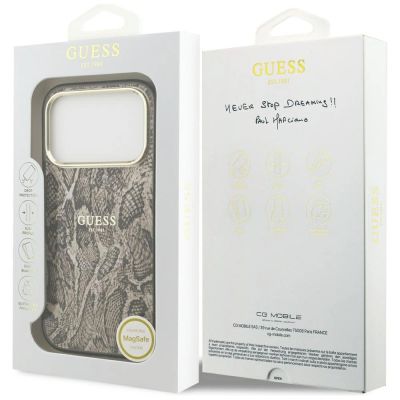 8. Guess Python Pattern MagSafe Hülle für iPhone 17 Pro / 18 Pro – Braun